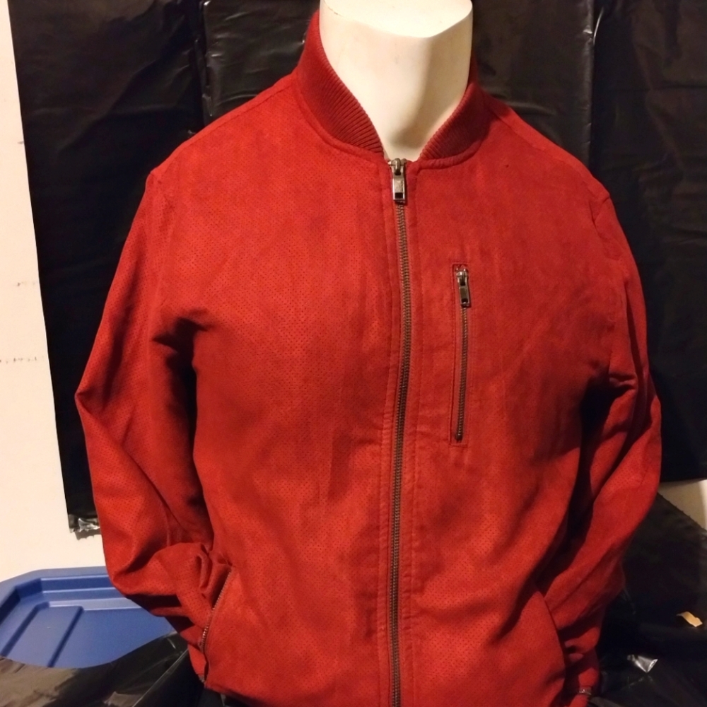 INC brand red suede coat